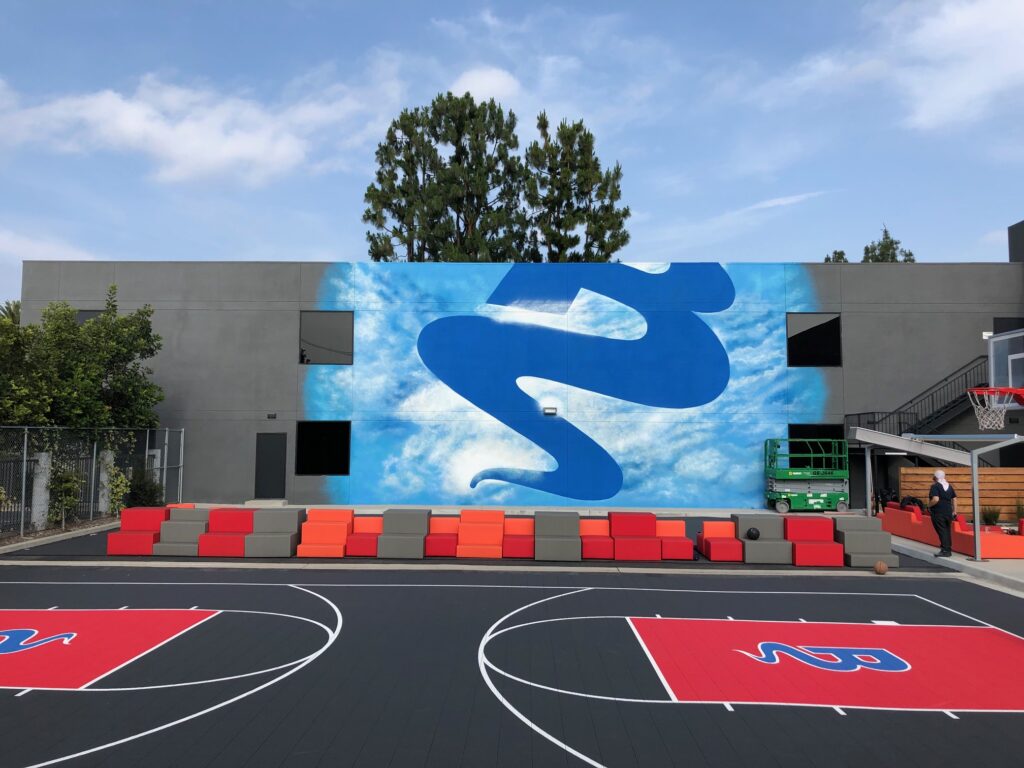 Large Scale Graffiti Art Installation for Basketball Court
